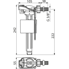 Alcadrain Füllventil für Keramik-Spülkasten, Zulauf seitlich, Kunststoffgewinde 3/8"