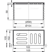 Alcadrain Bodenablauf Aufsatz, Rost 105×105 mm
