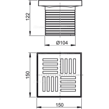 Alcadrain Bodenablauf Aufsatz, Rost 150×150 mm grau