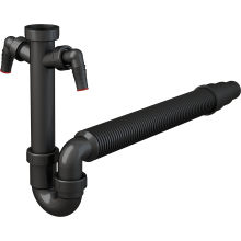 Alcadrain Röhrengeruchverschluss für Spülbecken DN 50/40 mit zwei Geräteanschlüssen Ø 17–23 mm, Überwurfmutter G 6/4" und Flexischlauch