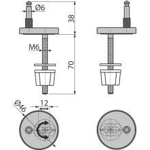 Alcadrain P179 Scharniere für A64, A66, A67, Dorn 6 mm