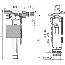 Alcadrain SA2000 3/8" CHROM Spülgarnitur mit STOP-Taste