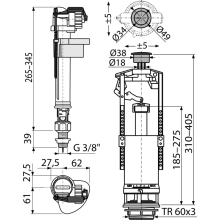 Alcadrain SA2000S 3/8" CHROM Spülgarnitur mit STOP-Taste