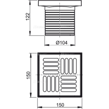 Alcadrain Bodenablauf Aufsatz, Rost 150×150 mm