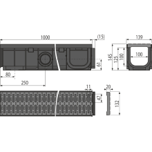 Alcadrain AVZ102-R501 Entwässerungsrinne 100 mm