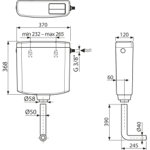 Alcadrain Mittel hängender WC-Spülkasten, DUAL, weiß (6 l), G 3/8"
