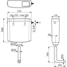 Alcadrain Mittel hängender WC-Spülkasten, START-STOP, weiß (6 l), G 3/8"