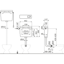 Alcadrain WC-Spülkasten A930-H-3/8"-F UNI DUAL universal, weiß + Schlauch