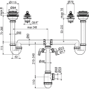Alcadrain Doppelspülbeckensiphon Universal Set DN50/40