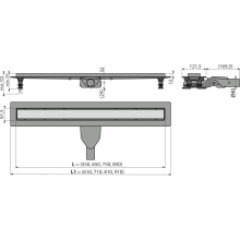 Alcadrain APZ2012-OPTION6 Duschrinne mit Rand für den Beidseitiger Rost 650mm