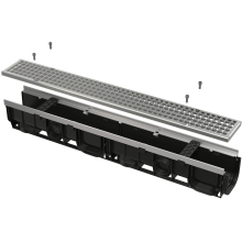Alcadrain AVZ103-R104 Entwässerungsrinne 100 mm mit Metallrand und Rost verzinkt C250