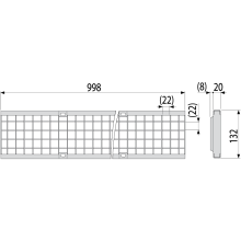 Alcadrain AVZ103-R104 Entwässerungsrinne 100 mm mit Metallrand und Rost verzinkt C250