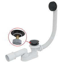 Alcadrain Badewanne Ab- und Überlaufgarnitur CLICK/CLACK, Schwarz-Matt 80 cm