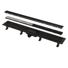 Alcadrain APZ19BLACK Simple Duschrinne mit Rand für den Beidseitiger Rost 850mm