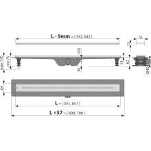 Alcadrain APZ18 Simple Duschrinne mit Rand aus Edelstahl für perforierten Rost 750mm