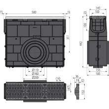 Alcadrain AVZ103R-R403 Servicebox für Entwässerungsrinne
