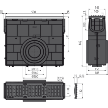 Alcadrain AVZ103R-R202 Servicebox für Entwässerungsrinne