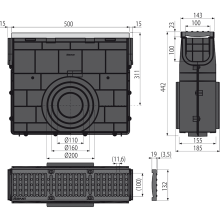 Alcadrain AVZ103R-R201 Servicebox für Entwässerungsrinne