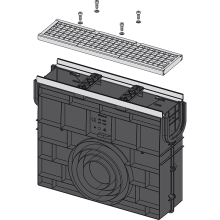 Alcadrain AVZ103R-R104S Servicebox für Entwässerungsrinne AVZ103 mit Metallrand und Rost verzinkt C250