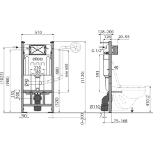 Alcadrain AM122/1120D Vorwandinstallationssystem für Trockenbau (aus Gipskarton), geteilter Rahmen