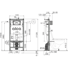Alcadrain AM101/1120F Vorwandinstallationssystem für Trockenbau (aus Gipskarton), Anschluss an Abwasser DN 100