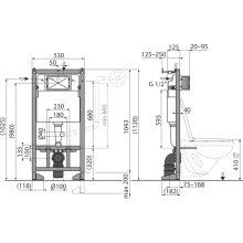 Alcadrain AM123/1120E Vorwandinstallationssystem für Trockenbau (aus Gipskarton), freistehend, Anschluss an Abwasser DN 100