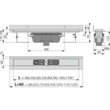 Alcadrain APZ1016 Wall Duschrinne mit Rand für den vollen Rost 750mm