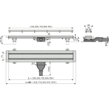 Alcadrain APZ13-DOUBLE6 Fit and Go Duschrinne mit Rand für den Beidseitiger Rost