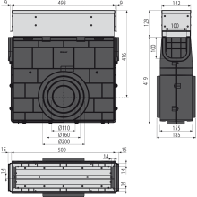 Alcadrain AVZ101R-R323R Servicebox für Schlitzrinne, symmetrisch, 100 mm, Edelstahl