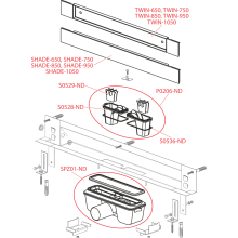 Alcadrain APZ5-TWIN SPA Abflusssystem für Einbau in die Wand LED Rot 650mm