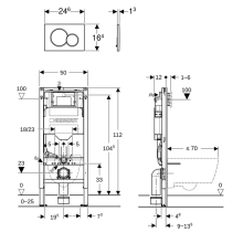 Geberit Duofix Element für Wand-WC, 112 cm, mit Sigma UP-Spülkasten 12 cm, mit Sigma01 Betätigungsplatte