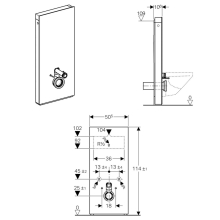 Geberit Monolith Sanitärmodul für Wand-WC 114 cm mit Anschlussstutzen, Wasseranschluss hinten mittig