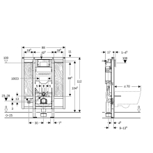 Geberit Duofix Element für Wand-WC, 112 cm, mit Sigma UP-Spülkasten 12 cm, barrierefrei, für Stütz- und Haltegriffe, für Betätigung von vorne