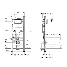 Geberit Duofix Element für Wand-WC, 120 cm, Sigma UP-Spülkasten 12 cm, HS30 Hygienespülung