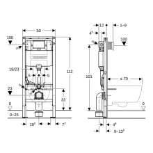 Geberit Duofix Element für Wand-WC, 112 cm mit Omega Unterputzspülkasten 12 cm