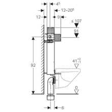 Geberit Kombifix Element für Wand-WC, 98 cm, mit Omega UP-Spülkasten 12 cm, tiefenverstellbar, für Betätigung von oben oder von vorne