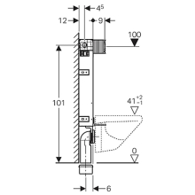 Geberit Kombifix Element für Wand-WC, 108 cm, mit Omega UP-Spülkasten 12 cm für Betätigung von vorne