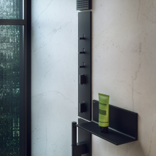 AXOR ShowerComposition Duschpaneel mit Thermostat, Kopfbrause 110/220 1jet und Schulterbrause, Mattschwarz