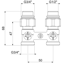 Schlösser Armaturen ANSCHLUSSARM.F.KOMPAKT-HK, DG-F 2ROHRSYS, NIPPEL, DN15, UE-MU3/4, NI