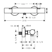 hansgrohe Ecostat Fine Brausethermostat Aufputz, Mattschwarz