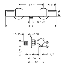 hansgrohe Ecostat Element Brausethermostat Aufputz, Mattschwarz