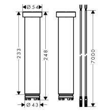 AXOR ShowerSolutions Verlängerung Set 230 mm für Deckenbefestigung ShowerHeaven 1200/300 4jet, Brushed Brass