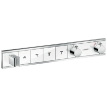 hansgrohe RainSelect Thermostat Unterputz für 4 Verbraucher mit integriertem Brausehalter, Weiß/Chrom