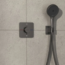hansgrohe ShowerSelect Comfort Q Thermostat Unterputz für 2 Verbraucher mit integrierter Sicherungskombination nach EN1717, Brushed Black Chrome