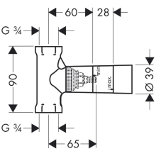 hansgrohe Grundkörper 130 l/min für Abstellventil Unterputz Spindel DN20
