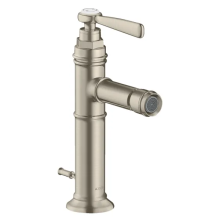 AXOR Montreux Einhebel-Bidetmischer mit Hebelgriff und Zugstangen-Ablaufgarnitur, Brushed Nickel