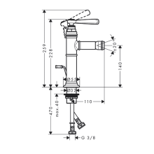 AXOR Montreux Einhebel-Bidetmischer mit Hebelgriff und Zugstangen-Ablaufgarnitur, Brushed Nickel