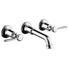 AXOR Montreux 3-Loch Waschtischarmatur Unterputz für Wandmontage mit Auslauf 165 - 225 mm und Hebelgriffen, Polished Gold Optic