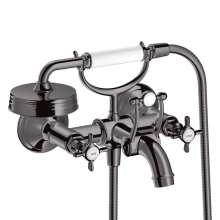 AXOR Montreux 2-Griff Wannenarmatur Aufputz mit Kreuzgriffen, Polished Black Chrome