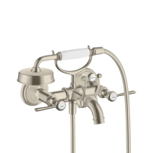 AXOR Montreux 2-Griff Wannenarmatur Aufputz mit Hebelgriffen, Brushed Nickel